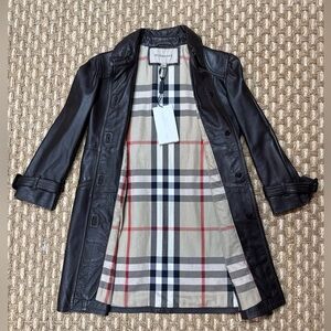 BURBERRY Children Lambskin Leather Coat Jacket Girl Sz 6Y/ 118 Cm In Chocolate